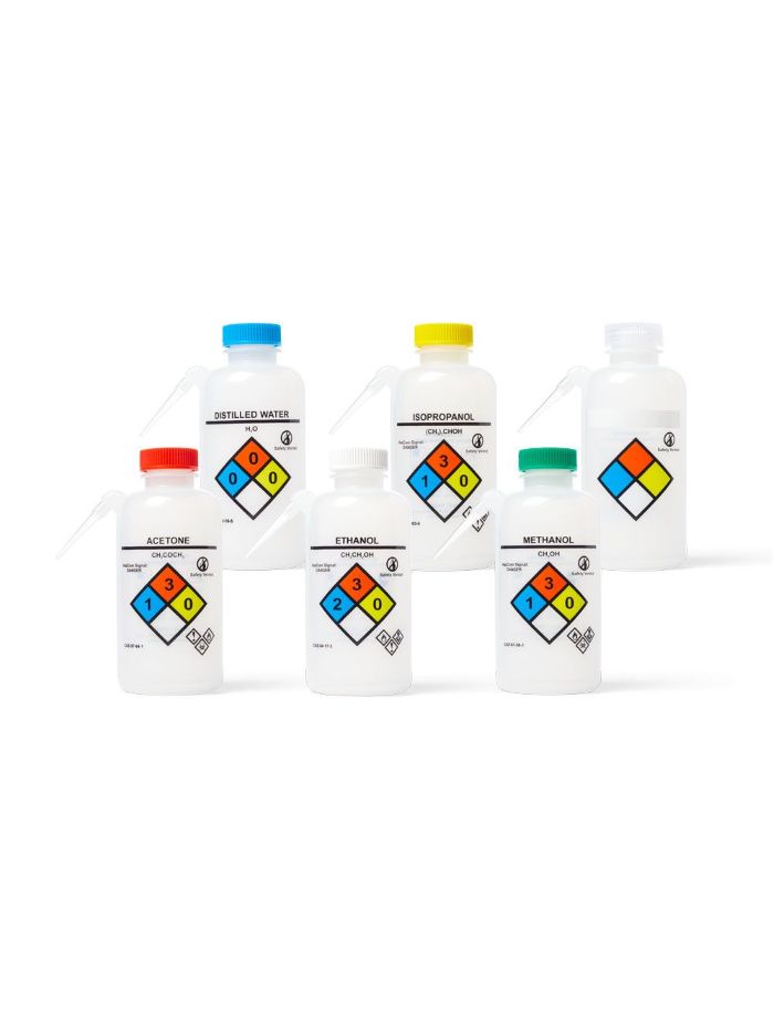 UniSafe™  Isopropanol Wash Bottles, Unitary, LDPE, 500 mL, Pk/6