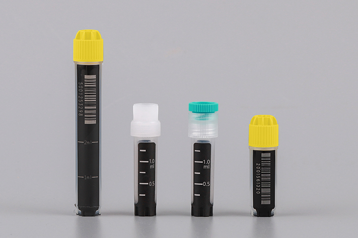 NEST 2D barcode on bottom, and 1D barcode on side, 4.0ml Cryovials compatible with Brooks system, External threaded, Caps separated, STERILE, 48 tubes/pk, 48 caps/pk, 480/Box