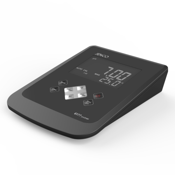Jenco Benchtop pH Meter Kit, Includes 6177 Benchtop pH/Mv (ORP)/Temp Meter, 6000P 3-In-1 pH/ATC Probe, 4-Pin Connector, Max Temp. 60 Deg. C, 6005C Extension Cable, 4-Pin To BNC & 8-Pin Din, 3-ft