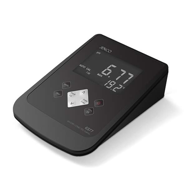 Jenco Benchtop Conductivity Kit, Includes 6377 Benchtop pH/Conductivity/Temperature Meter, 109L Glass/Platinum, W/ 8-Pin Connector, K=1.0 Cell Constant, 600P pH Electrode, 3-ft Cable, BNC Connector, Max Temp. 60 Deg. C, 007A Electrode Holder