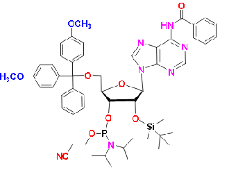 Dmt-2'o-tbdms-ra(bz) phosphoramidite, CAS # 104992-55-4, MF: C53H66N7O8PSi, MW: 988.19, 98%