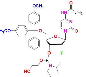 5'-O-DMT-N4-Acetyl-2'-fluoro-2'-deoxy-cytidine 3'-CE phosphoramidite, CAS # 159414-99-0, MF: C41H49FN5O8P, MW: 789.83, 98%