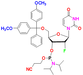 2'-F-dU Phosphoramidite, CAS # 146954-75-8, MF: C39H46FN4O8P, MW: 748.78, 98%