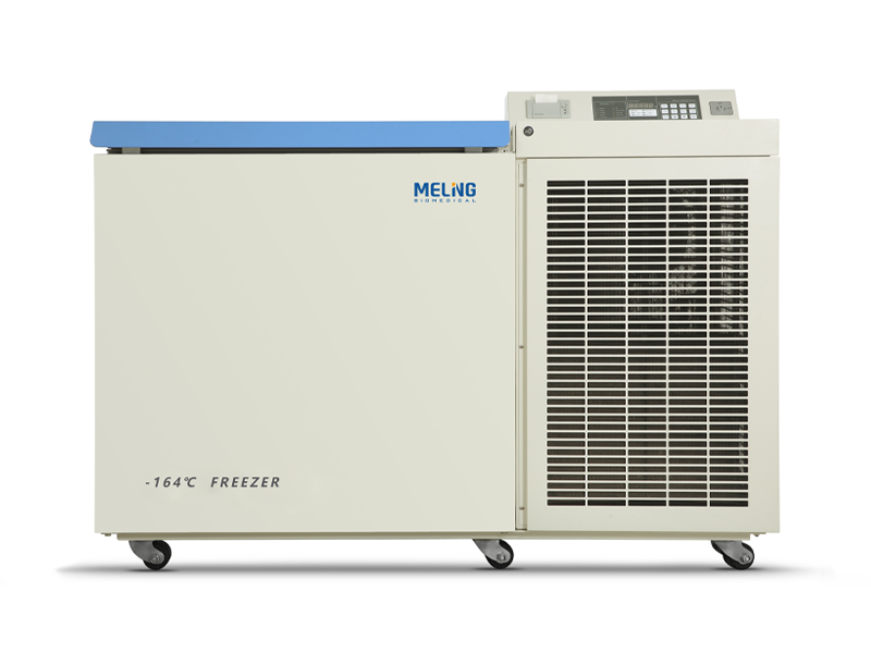 Meling Biomedical Cryogenic Freezer Ultra Deep Freezer And Laboratory Freezer, -164℃, 128 L. Chest Type. Max Samples of 8100 (9 Racks)