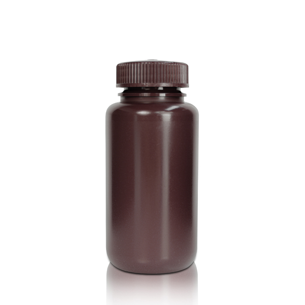 250mL HDPE Reagent Bottle and Cap. Wide Mouth. Amber. Non-Sterile 20 pieces/bag. 10bags/carton